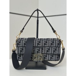 Borsa Fendi Baguette tessuto jacquard FF effetto denim blu