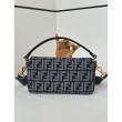 Borsa Fendi Baguette tessuto jacquard FF effetto denim blu