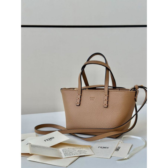 Qualità superiore replica tote Fendi Roll Mini Selleria Marrone