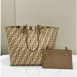 Borsa tote reversibile grande Fendi Roll Albicocca