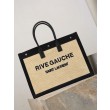 Borsa tote YSL Saint Laurent Rive Gauche Rafia ricamata Nero