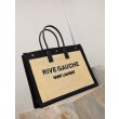 Borsa tote YSL Saint Laurent Rive Gauche Rafia ricamata Nero