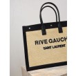 Borsa tote YSL Saint Laurent Rive Gauche Rafia ricamata Nero