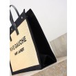 Borsa tote YSL Saint Laurent Rive Gauche Rafia ricamata Nero