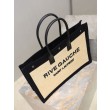 Borsa tote YSL Saint Laurent Rive Gauche Rafia ricamata Nero
