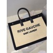 Borsa tote YSL Saint Laurent Rive Gauche Rafia ricamata Nero