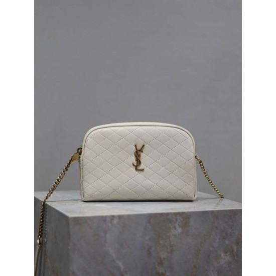 Pochette trapuntata con zip Gaby YSL Saint Laurent Bianco