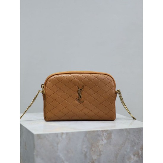 Pochette trapuntata con zip Gaby YSL Saint Laurent marrone