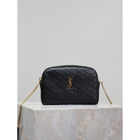Pochette trapuntata con zip Gaby YSL Saint Laurent Nero