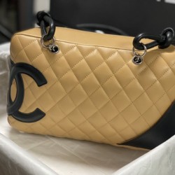 Replica di lusso Borsa da bowling Chanel Cambon Ligne Marrone Imitazioni Cloni Borsa da bowling Chanel Cambon Ligne Marrone firmate