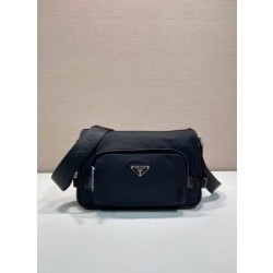 Borsa a tracolla da uomo Prada nylon/saffiano 2VH192 Nero