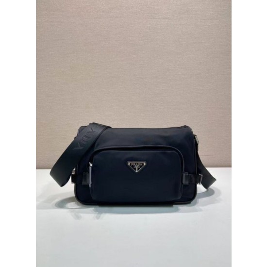 Borsa a tracolla da uomo Prada nylon/saffiano 2VH192 Nero