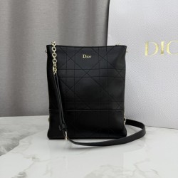 Cloni Borsa Dior Trianon con catena agnello piatta Macrocannage Nero firmate