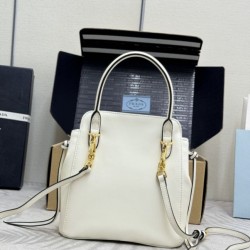 Replica di lusso Borse tote mini Prada Carry 1BA496 Bianca Imitazioni Cloni Borse tote mini Prada Carry 1BA496 Bianca firmate
