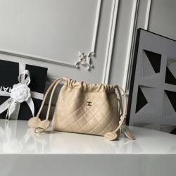Cloni Borsa Replica 1:1 a secchiello trapuntata Chanel 25 con coulisse AP5317 Albicocca firmate
