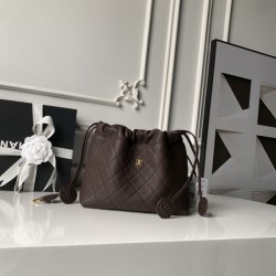 Cloni Borse Imitazioni a secchiello trapuntata Chanel 25 con coulisse AP5317 Caffè firmate