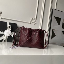 Replica di lusso Borsa a secchiello trapuntata Chanel 25 con coulisse AP5317 Borgogna Imitazioni Cloni Borsa a secchiello trapuntata Chanel 25 con coulisse AP5317 Borgogna firmate