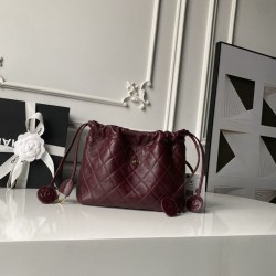 Cloni Borsa a secchiello trapuntata Chanel 25 con coulisse AP5317 Borgogna firmate