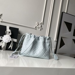 Cloni Borse Firmate Replica a secchiello trapuntata Chanel 25 con coulisse AP5317 Blu firmate