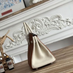 Replica di lusso Borsa Hermès Birkin 25cm/30cm bicolore pelle Togo Marrone/Bianco Imitazioni Cloni Borsa Hermès Birkin 25cm/30cm bicolore pelle Togo Marrone/Bianco firmate