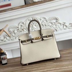 Cloni Borsa Hermès Birkin 25cm/30cm bicolore pelle Togo Bianco/Marrone firmate