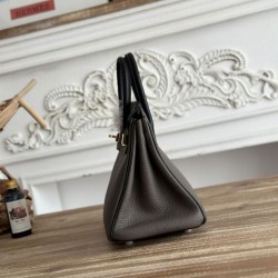 Replica di lusso Borsa Hermès Birkin 25cm/30cm bicolore pelle Togo Etoupe/Nero Imitazioni Cloni Borsa Hermès Birkin 25cm/30cm bicolore pelle Togo Etoupe/Nero firmate