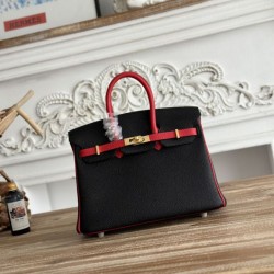 Cloni Borse Firmate Replica Hermès Birkin 25cm/30cm bicolore pelle Togo Nero/Rosso firmate