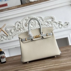 Cloni Borsa Hermès Birkin 25cm/30cm bicolore pelle Togo Bianco/Blu firmate