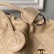 Borsa Replica 1:1 a secchiello trapuntata Chanel 25 con coulisse AP5317 Albicocca
