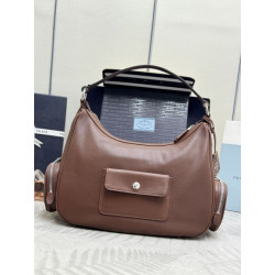 Borse Replica Alta Qualità a tracolla media Prada lavata 1BC276 Marrone