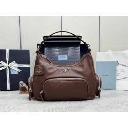 Borse Replica Alta Qualità a tracolla media Prada lavata 1BC276 Marrone