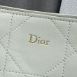 Borsa Dior Trianon con catena agnello piatta Macrocannage Bianco