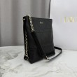 Borsa Dior Trianon con catena agnello piatta Macrocannage Nero