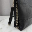 Borsa Dior Trianon con catena agnello piatta Macrocannage Nero