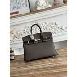 Borsa Hermès Birkin 25cm/30cm bicolore pelle Togo Etoupe/Nero