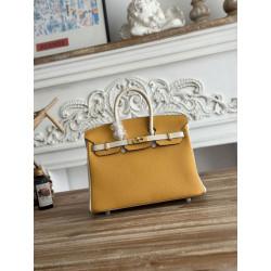 Borse Firmate Replica Hermès Birkin 25cm/30cm bicolore pelle Togo Giallo/Bianco