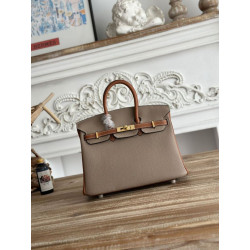 Borsa Hermès Birkin 25cm/30cm bicolore pelle Togo Marrone/Grigio