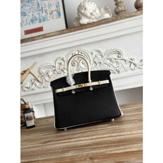 Borsa Replica 1:1 Hermès Birkin 25cm/30cm bicolore pelle Togo Nero/Bianco