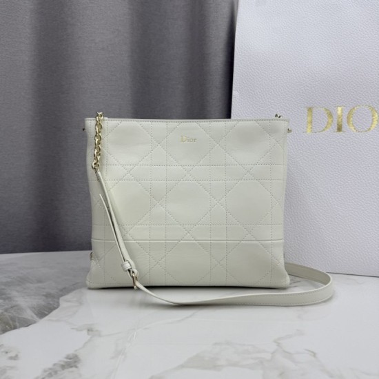 Borse Dior Trianon con catena piatta macrocannage bianca