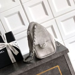 Replica di lusso Borse Chanel 25 Mini Hobo AS5631 pelle di vitello scamosciata Grigio Imitazioni Cloni Borse Chanel 25 Mini Hobo AS5631 pelle di vitello scamosciata Grigio firmate