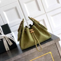 Cloni Borse Chanel 25 Mini Hobo AS5631 pelle di vitello scamosciata Verde firmate