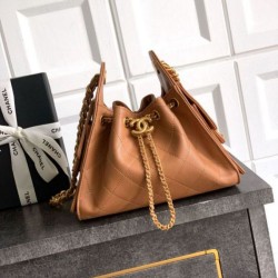 Cloni Borsa a secchiello/a spalla Chanel 25 piccola AS5631 pelle trapuntata caviar Marrone firmate