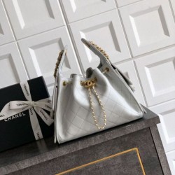 Cloni Borse Firmate Replica a secchiello/a spalla Chanel 25 piccola AS5631 pelle trapuntata caviar bianco firmate