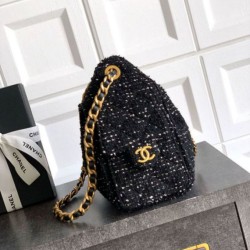 Replica di lusso Borse Chanel 25 piccola Hobo tweed multicolore AS5631 Nero Imitazioni Cloni Borse Chanel 25 piccola Hobo tweed multicolore AS5631 Nero firmate