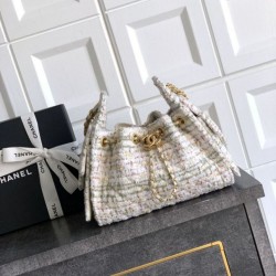 Cloni Borse Chanel 25 piccola Hobo tweed multicolore AS5631 bianca firmate