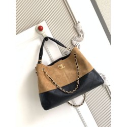 Borse Replica shopping Chanel 25A piccola stile Hobo AS5634 scamosciata/agnello Marrone/Nero