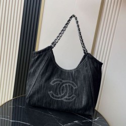 Cloni Borsa tote Chanel vintega Denim XL Coco Cabas AS2138 firmate