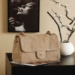 Replica di lusso Qualità superiore replica Chanel Maxi Flap scamosciata Marrone Imitazioni Cloni Qualità superiore replica Chanel Maxi Flap scamosciata Marrone firmate