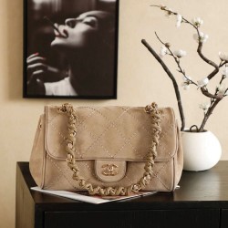 Cloni Qualità superiore replica Chanel Maxi Flap scamosciata Marrone firmate