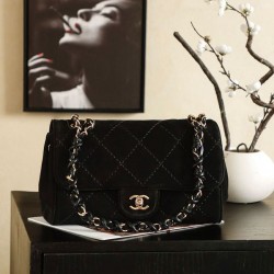 Cloni Borsa Chanel Maxi Flap scamosciata Nero firmate